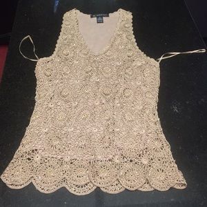 Gold beaded crochet top
